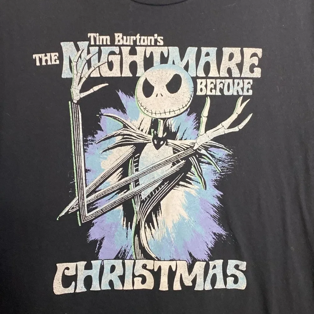 DISNEY Tim Burton’s Nightmare Before Christmas Men’s Black T Shirt Size XL